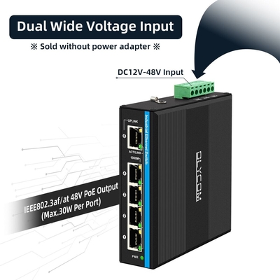 5 θύρες Gigabit ενισχυτής τάσης 12-48VDC είσοδος βιομηχανικό διακόπτη Poe δίκτυο