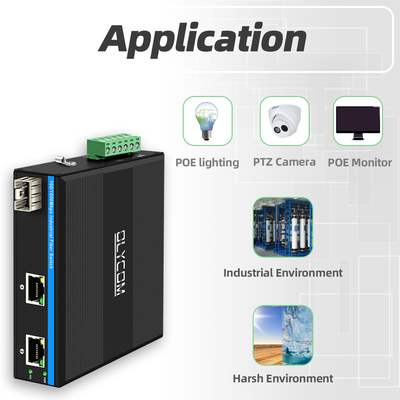 Μίνι Din Rail Ethernet Fiber Switch 100/1000M 60W POE Προϋπολογισμός DC48V μη διαχειριζόμενος