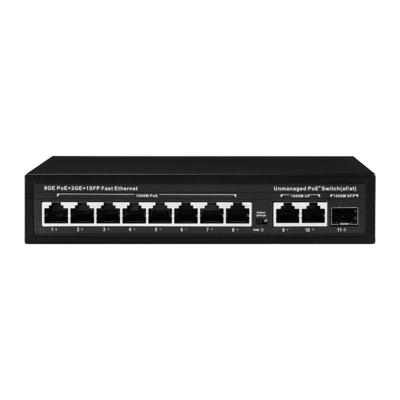120W Μη διαχειριζόμενος διακόπτης POE 8 PoE 10/100/1000Mbps + 2 LAN 10/100/1000Mbps + 1SFP 100/1000M