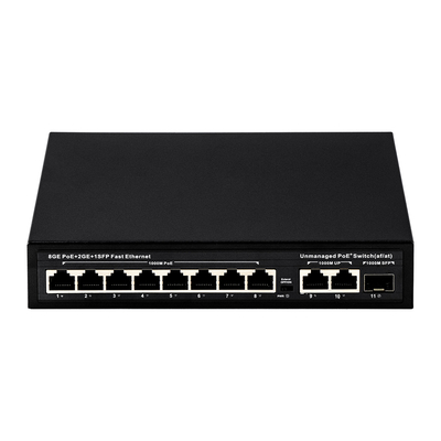 120W Μη διαχειριζόμενος διακόπτης POE 8 PoE 10/100/1000Mbps + 2 LAN 10/100/1000Mbps + 1SFP 100/1000M