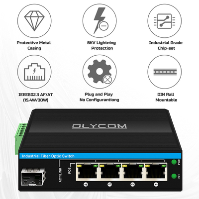 5 θύρες Gigabit Unmanaged POE Switch DC48-52V Διακόπτης Ethernet παροχής ενέργειας για εξωτερική χρήση
