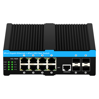 10G Industrial POE Switch 8*Gigabit POE port με 4*10G SFP uplink L2 διαχειριζόμενος διακόπτης δικτύου