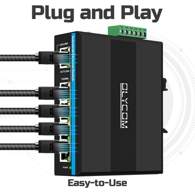 Μίνι 5 θύρες βιομηχανικός διακόπτης Ethernet 4 RJ45 θύρας σε 1 uplink RJ45 gigabit μη διαχειριζόμενος διακόπτης dc12v/24v εισόδου