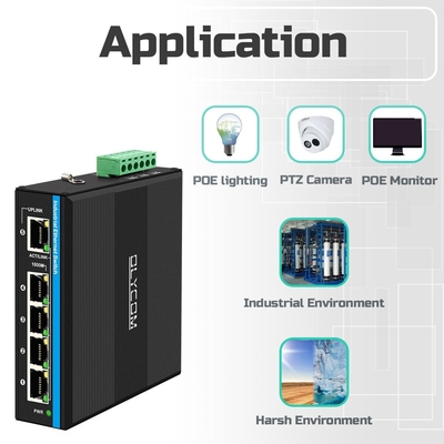 Μίνι 5 θύρες βιομηχανικός διακόπτης Ethernet 4 RJ45 θύρας σε 1 uplink RJ45 gigabit μη διαχειριζόμενος διακόπτης dc12v/24v εισόδου