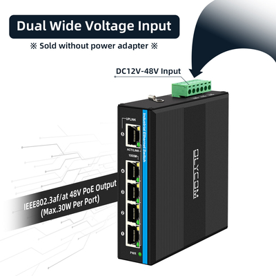 Ηλιακή ενέργεια UPS PoE Switch Gigabit Network 120W DC12V/DC24V/DC48V Εισφορά μη διαχειριζόμενη