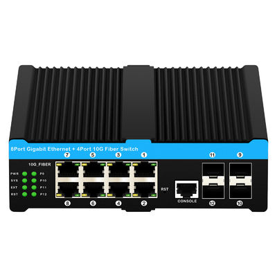 10G Fiber Industrial Managed PoE Switch Gigabit Ethernet 8 Port PoE 240W Τσιπ της Realtek