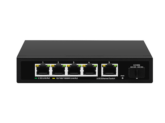 5 θύρες 2.5G Ethernet Switch 10G Fiber Uplink μη διαχειριζόμενη ταχύτητα δικτύου αυτόματης ανίχνευσης