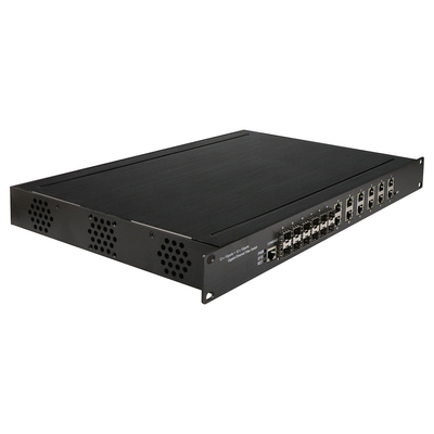 1U Rack gigabit 24 θύρα διαχειρίζεται διακόπτη Ethernet Poe με 12 RJ45+12 SFP AC100-240V εισροής βιομηχανικός διακόπτης