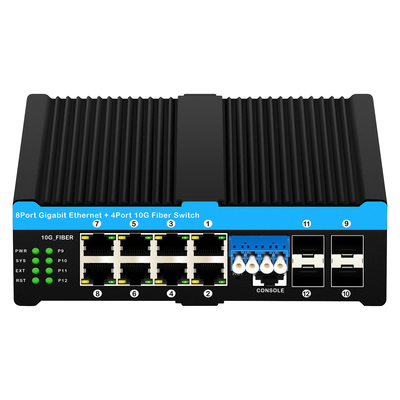 4*10G Sfp Ports+8*10/100/1000mbps 12 Port Managed 10G Optical Bypass Poe Switch