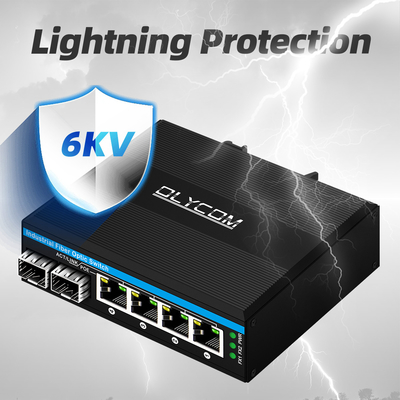 Μίνι 6 θύρες giiabit Ethernet διακόπτης poe διακόπτης din rail 2 sfp+ 4 RJ45 DC48-52V διπλή είσοδος ισχύος