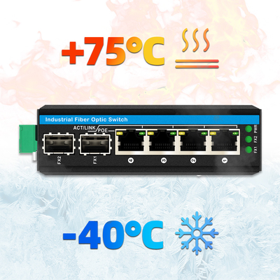 Μίνι 6 θύρες giiabit Ethernet διακόπτης poe διακόπτης din rail 2 sfp+ 4 RJ45 DC48-52V διπλή είσοδος ισχύος