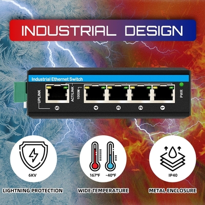 5 θύρες gigabit poe+ διακόπτης E-Mark Ethernet διακόπτης DC48V διπλή είσοδος ισχύος