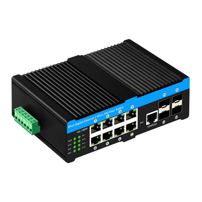 12 θύρες 10G L2/L3 Διαχειριζόμενος Poe+ Switch 4*10G Sfp θύρες DC48V Διπλή είσοδος ισχύος 10g Poe Switch