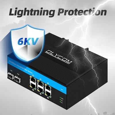 8 θύρες gigabit μη διαχειριζόμενος διακόπτης Ethernet POE διακόπτης DC48V διακόπτης δικτύου σιδηροδρομικών γραμμών