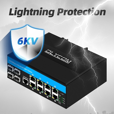 Διαχειριζόμενος διακόπτης Gigabit 12 θύρα διακόπτης Ethernet 4SFP+8RJ45 DIN-Rail διπλή είσοδος ισχύος