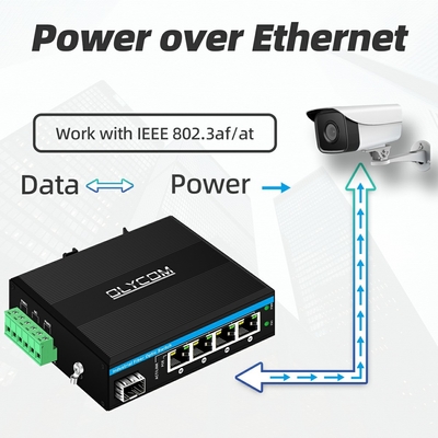 5 θύρες Industrial Poe Network Switch DC12/24/48V Εισαγωγή 1SFP+4RJ45 Gigabit Ethernet Switch