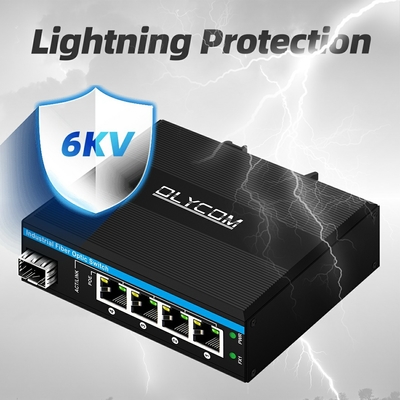 5 θύρες Industrial Poe Network Switch DC12/24/48V Εισαγωγή 1SFP+4RJ45 Gigabit Ethernet Switch