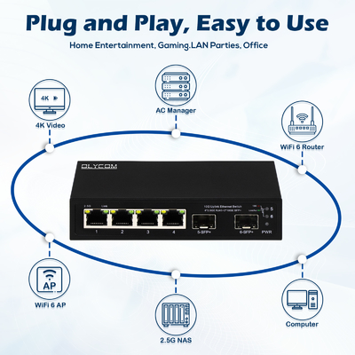 10g Ethernet switch μη διαχειριζόμενο 4 θύρες 2.5G Ethernet switch με 10G SFP+ θύρες