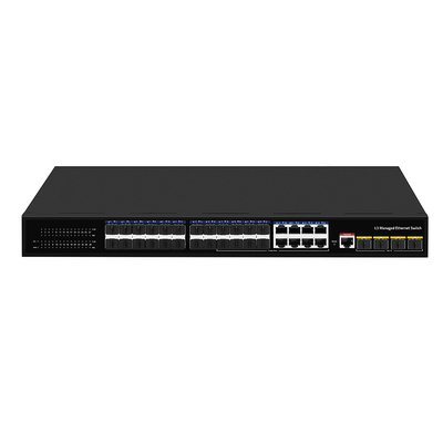 24 θύρες 10G Fiber Switch με 8 Gigabit Combo SFP/RJ45 L3 Διαχειριζόμενο 1U Rack