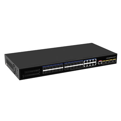 24 θύρες 10G L3 Διαχειριζόμενος διακόπτης ινών με 8 Gigabit Combo SFP/RJ45 1U Rack 220V AC Input