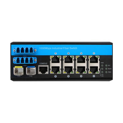 8 Port Bypass Διαχειριζόμενος διακόπτης Ethernet 2.5G Βιομηχανική οπτική προστασία ινών DIN Mounted