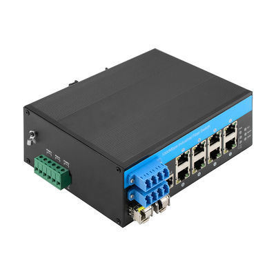 8 Port Bypass Διαχειριζόμενος διακόπτης Ethernet 2.5G Βιομηχανική οπτική προστασία ινών DIN Mounted