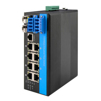 8 Port Bypass Διαχειριζόμενος διακόπτης Ethernet 2.5G Βιομηχανική οπτική προστασία ινών DIN Mounted