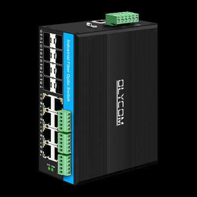 Διαχειριζόμενος 16 θύρα Gigabit Poe Switch Din-rail Network Switch 8RJ45+8SFP με 4*RS485+2*CAN BUS