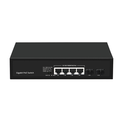4 θύρες Gigabit SFP Fiber PoE Switch Προϋπολογισμός 60W Με επέκταση VLAN 250 μέτρων