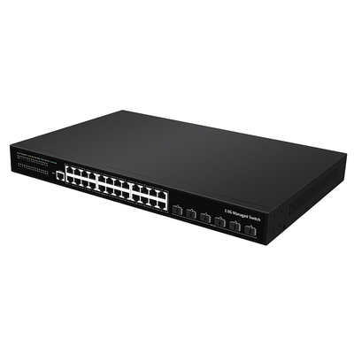 24 θύρες 2.5G Ethernet L3 Διαχειριζόμενος διακόπτης με 10G Fiber Uplink Single AC Input