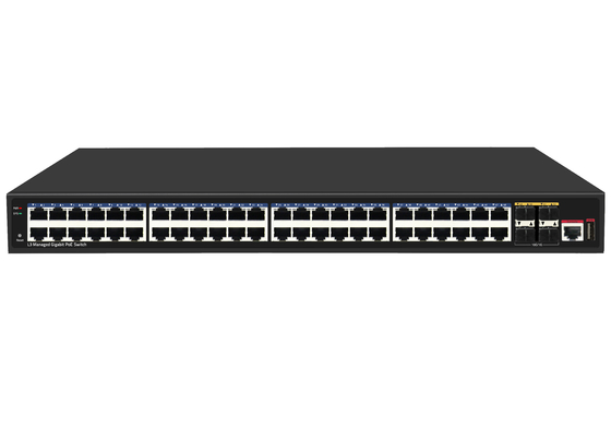 48 θύρες 10G Poe Switch L3 Διαχειριζόμενος διακόπτης Ethernet με θύρες Poe 48*gigabit+4*10G Sfp+