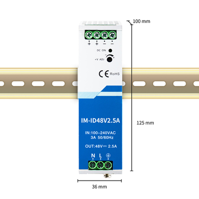 120W Βιομηχανικός προσαρμογός ισχύος 48V 2.5A Din Rail Wide AC/DC Input CE UL Καταχωρισμένο