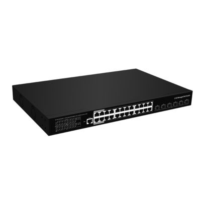24 Θύρα 2.5G PoE Διαχειριζόμενος διακόπτης 10G Fiber Uplink L3 Layer 400W Budget AC Input CE