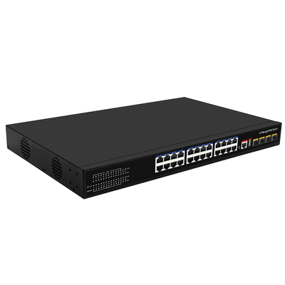 24 Port PoE Switch 10G Fiber300W Budget USB κονσόλα L3 Διαχειριζόμενη είσοδος εναλλασσόμενου ρεύματος