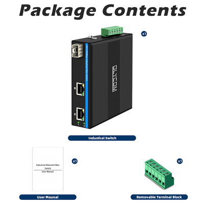 Μίνι μετατροπέας οπτικών ινών Industrial Ethernet Switch Poe Switch DC48V εισροή