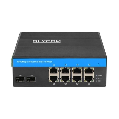 10 Port Gigabit Industrial Network Switch SFP Fiber Uplink Din Rail μη διαχειριζόμενη