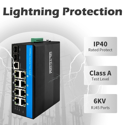 8 θύρες βιομηχανικός διακόπτης Ethernet στρώσης 2 διαχειριζόμενος διακόπτης DC12/24/48V Διπλή είσοδος ισχύος