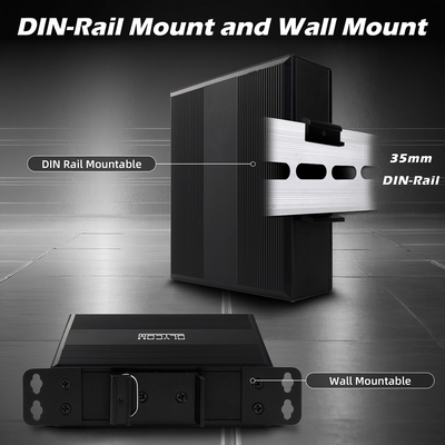 Μετατροπέας οπτικών ινών Gigabit Din Network Switch DC12-52V Διπλή είσοδος ισχύος