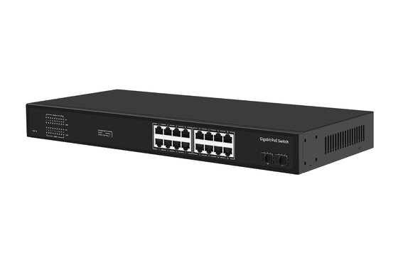 16 θύρες Gigabit Ethernet Switch Af/at Poe Switch AC 100-240V Ενέργεια