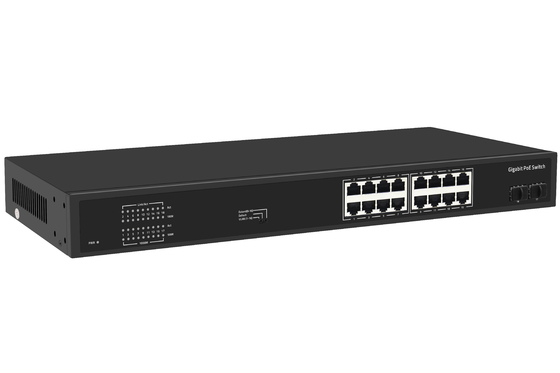 16 θύρες Gigabit Ethernet Switch Af/at Poe Switch AC 100-240V Ενέργεια