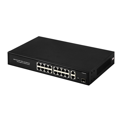 16 θύρες Gigabit Poe Switch Fiber Network Switch Επέκταση 250m 300W