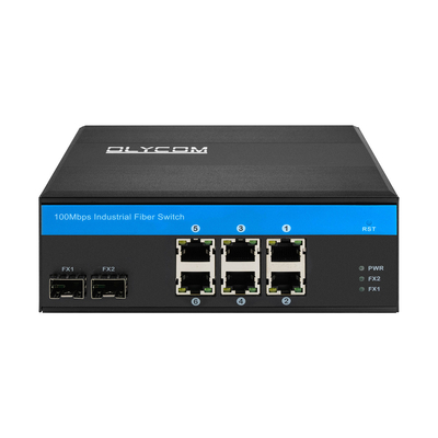 8 θύρες Fast Ethernet Industrial Network Switch μη διαχειριζόμενο SFP Fiber Din Rail Mounted CE