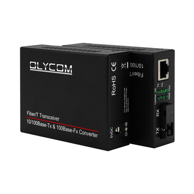 Γρήγορος μετατροπέας Ethernet ινών οπτικής Ethernet 10/100M Μονότροπος Διοπτικός Πιστολήπτης SC σε RJ45 20km