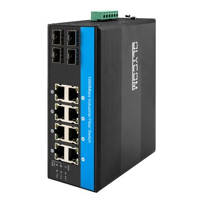 12 θύρες Industrial Ethernet Switch Din Network Switch 4SFP+8RJ45 DC12-52V Διπλή τροφοδοσία