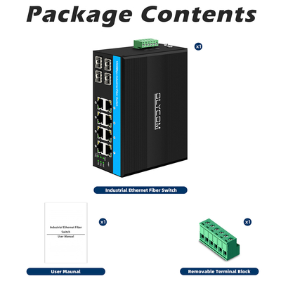 12 θύρες Industrial Ethernet Switch Din Network Switch 4SFP+8RJ45 DC12-52V Διπλή τροφοδοσία