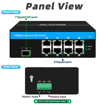 8 θύρες Gigabit Switch Βιομηχανικός διακόπτης Ethernet IP40 OEM εργοστάσιο