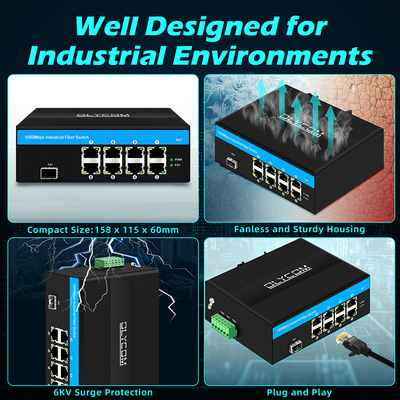 8 θύρες Gigabit Switch Βιομηχανικός διακόπτης Ethernet IP40 OEM εργοστάσιο