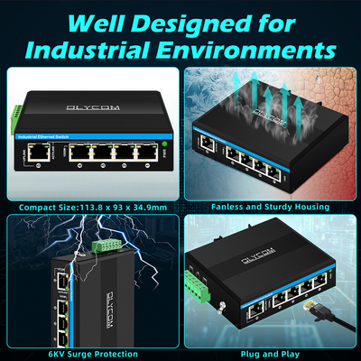 5 θύρες Gigabit Switch E-Mard Πιστοποιημένος βιομηχανικός διακόπτης Ethernet
