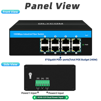 8 Port Poe Switch E-Mark Gigabit Industrial Ethernet Switch IP40 για εξωτερική χρήση