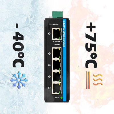 Πέντε θύρες Industrial Network Switch Gigabit CE E-Mark Πιστοποιημένο μη διαχειριζόμενο DIN Mounted